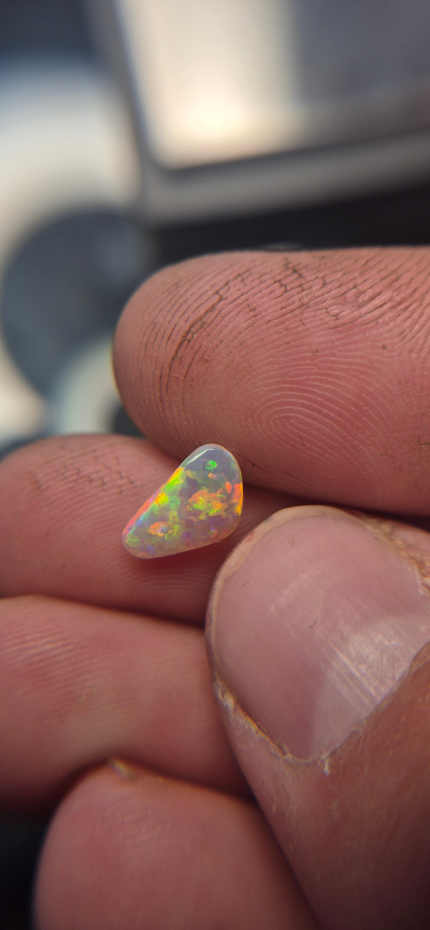 0.80ct Freeform Coober Pedy Opal – Bright Full Spectrum Harlequin Fire
