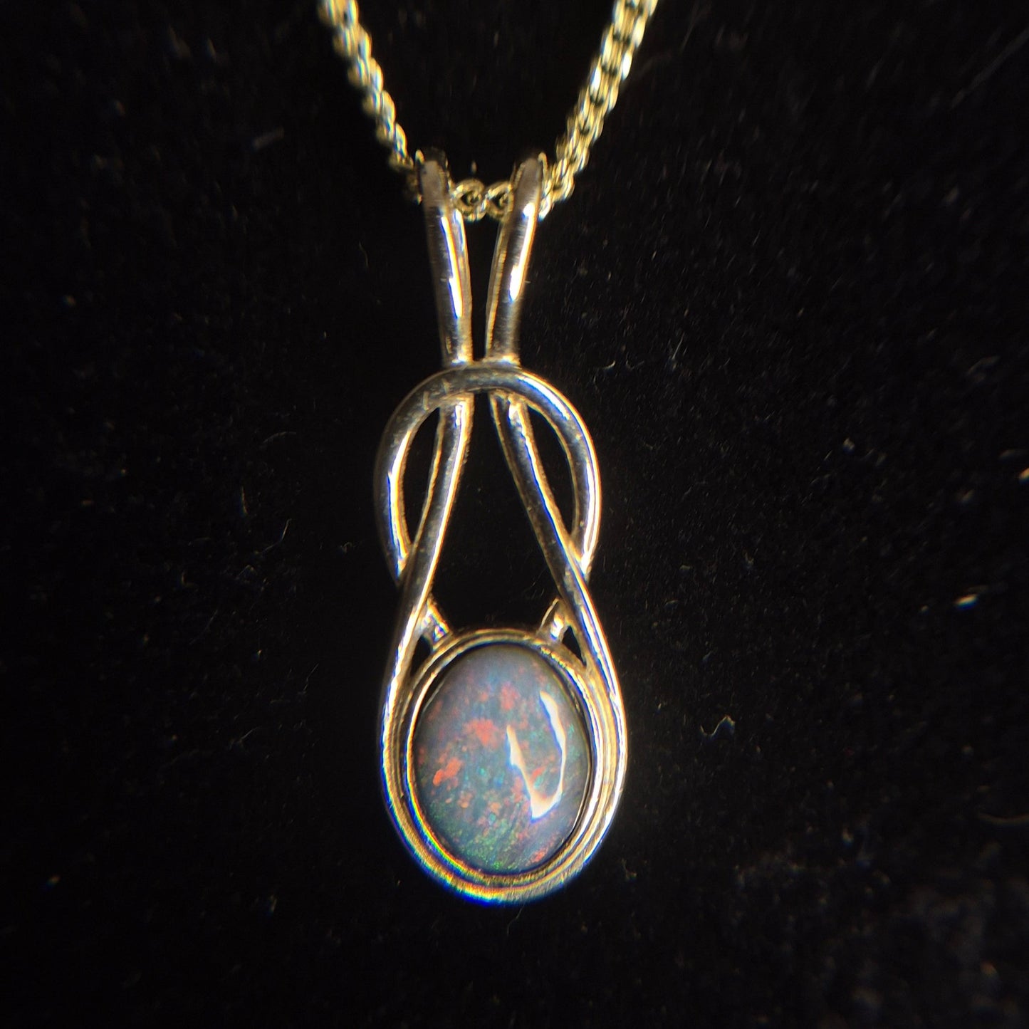 9Ct Solid Gold Dark Opal Necklace