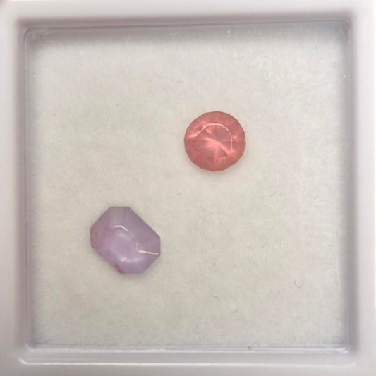 Pastel Umba Sapphire Pair – 0.80 ct – Hand-Cut Peach & Lavender Sapphires