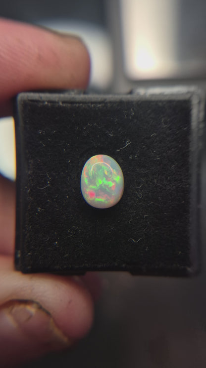 1.25ct Bright Ethiopian Welo Opal (Calibrated 8x6mm) – Fiery Red & Green