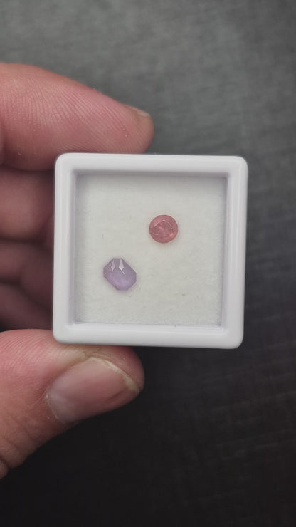 Pastel Umba Sapphire Pair – 0.80 ct – Hand-Cut Peach & Lavender Sapphires