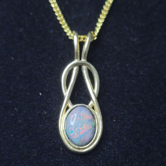 9Ct Solid Gold Dark Opal Necklace